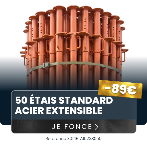 LOT 50 ETAIS STANDARD PEINT ÉCROU ACIER EXTENSIBLE DE 2.20M A 3.80M LOT 50 ETAIS STANDARD PEINT ÉCROU ACIER EXTENSIBLE DE 2.20M A 3.80M