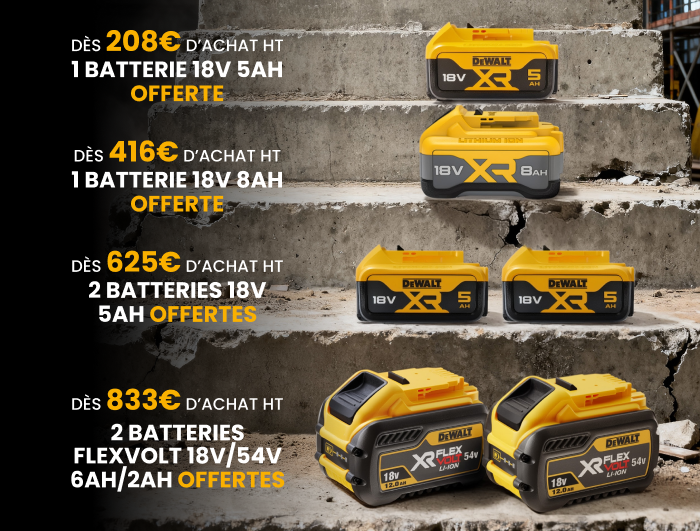 Batteries offertes pour l'achat de produits DEWALT