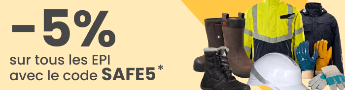 -5% sur tous les EPI avec le code SAFE5 -5% sur tous les EPI avec le code SAFE5