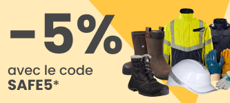 -5% sur tous les EPI avec le code SAFE5 -5% sur tous les EPI avec le code SAFE5