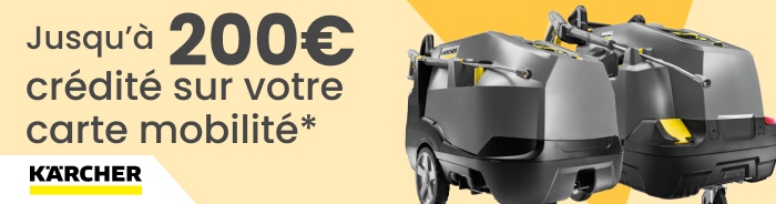 Jusqu'&agrave; 200&euro; TTC cr&eacute;dit&eacute; sur votre carte mobilit&eacute; - OFFRE KARCHER