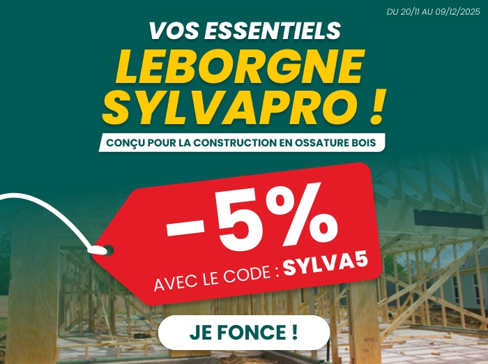 -5% sur les produits LEBORGNE Sylvapro avec le code SYLVA5 -5% sur les produits LEBORGNE Sylvapro avec le code SYLVA5