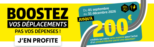 Jusqu'à 200€ TTC crédité sur votre carte mobilité avec Karcher