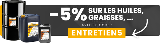 -5% sur l'huiles et graisses avec le code promo : ENTRETIEN5 -5% sur l'huiles et graisses avec le code promo : ENTRETIEN5