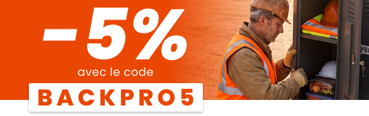 -5% sur tout le matériel de chantier avec le code BACKPRO5 -5% sur tout le matériel de chantier avec le code BACKPRO5