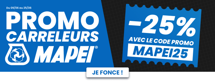 -25% sur les produits MAPEI, une promo pour les carreleurs ! -25% sur les produits MAPEI, une promo pour les carreleurs !