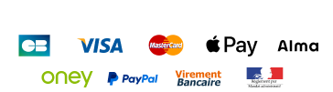 NOS PAIEMENTS SÉCURISÉS : Carte bancaire, Visa, Mastercard, Apple pay, ALMA, Oney, Paypal, Virement bancaire, Mandat