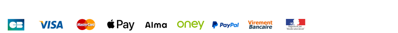 NOS PAIEMENTS SÉCURISÉS : Carte bancaire, Visa, Mastercard, Apple pay, ALMA, Oney, Paypal, Virement bancaire, Mandat