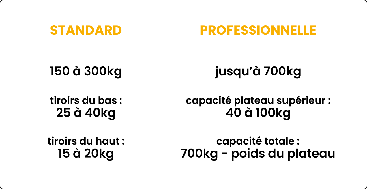 Capacit&eacute;s de charge maximale