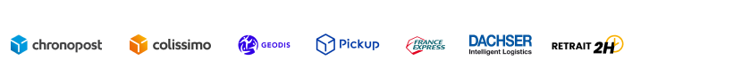 Transporteurs : Chronospot, colissimo, Geodis, Dachser, France express, pickup, Retrait 2H